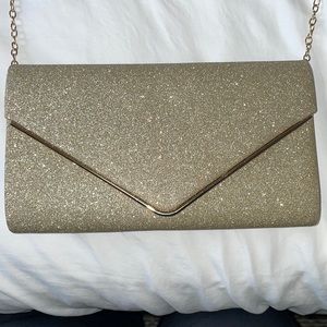 DSW Gold Glitter Envelope Clutch